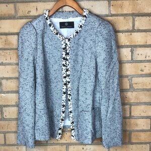 Rena Lange Gray Jacket with Beaded Trim